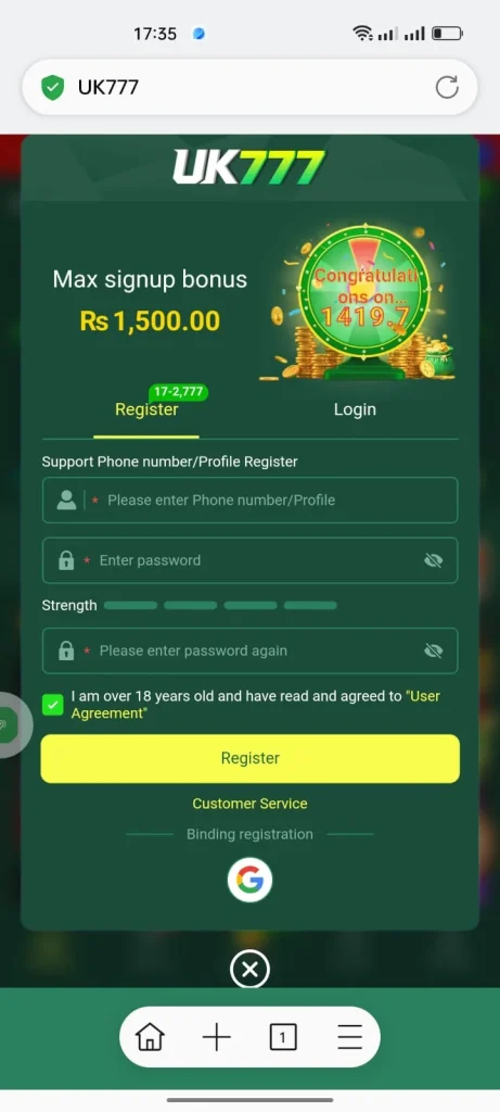 UK777 Register