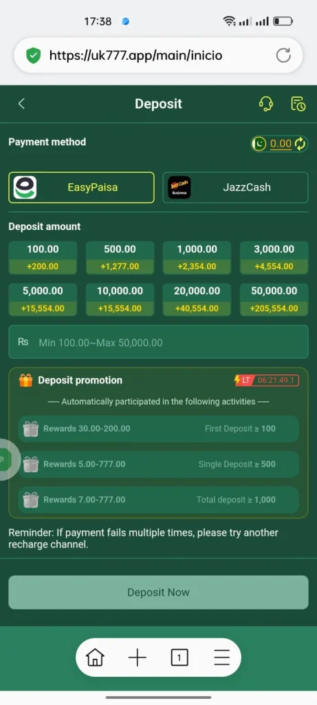 UK777 easypaisa and jaazcash app